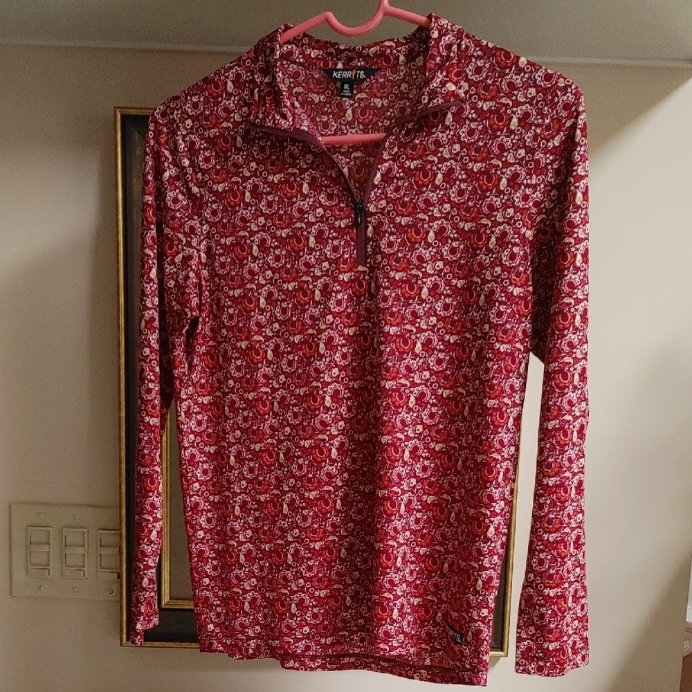 KERRITS 1/3 Front Zip Pullover Long Sleeve Top Girl's XL